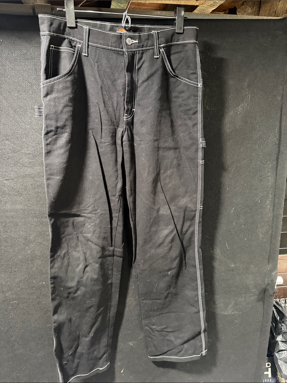 Dickies Women’s Wide Leg Carpenter Pants Size 7 - Black with White Stitching